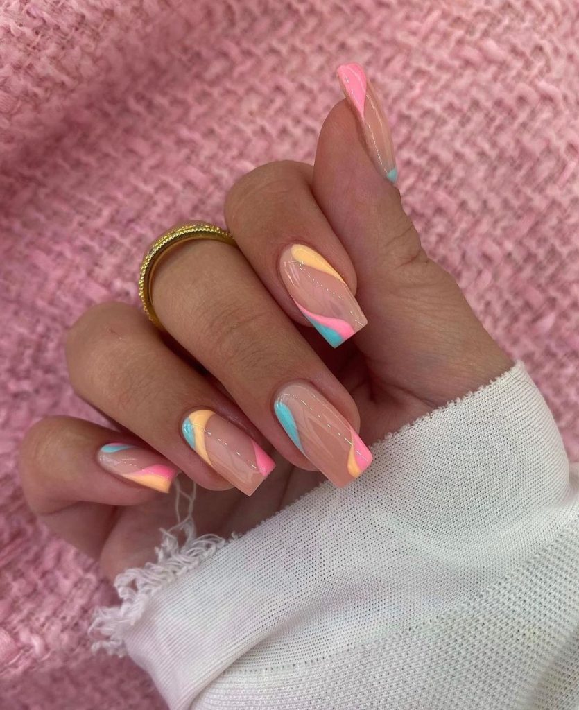 Rainbow Pastel Nails