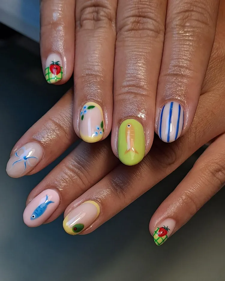 Spring Nail Designs with Rhinestones