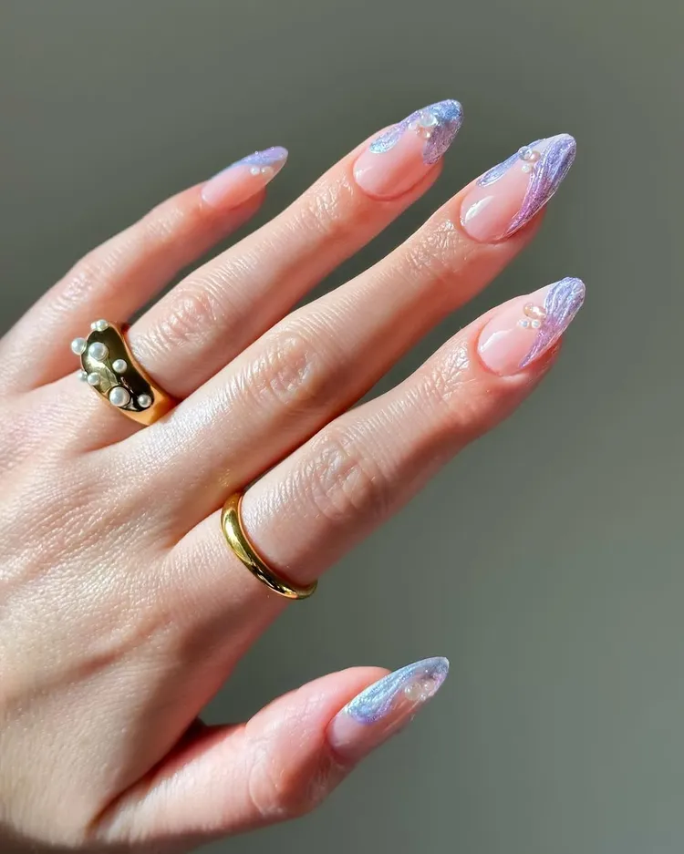 Spring Nail Designs with Rhinestones