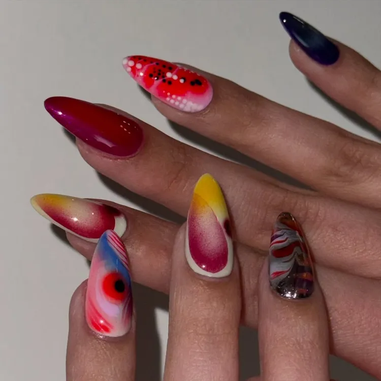 Spring Nail Designs with Rhinestones