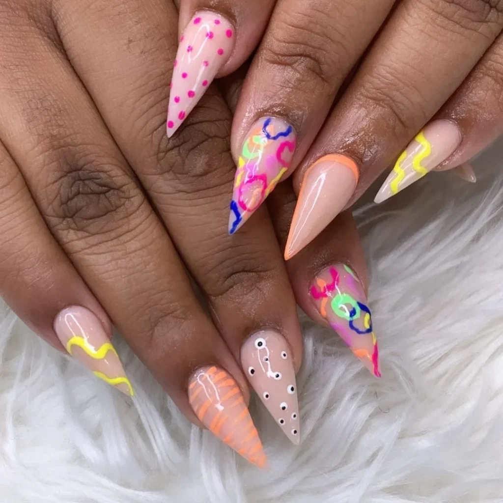 Spring Nail Designs with Glitter Touch