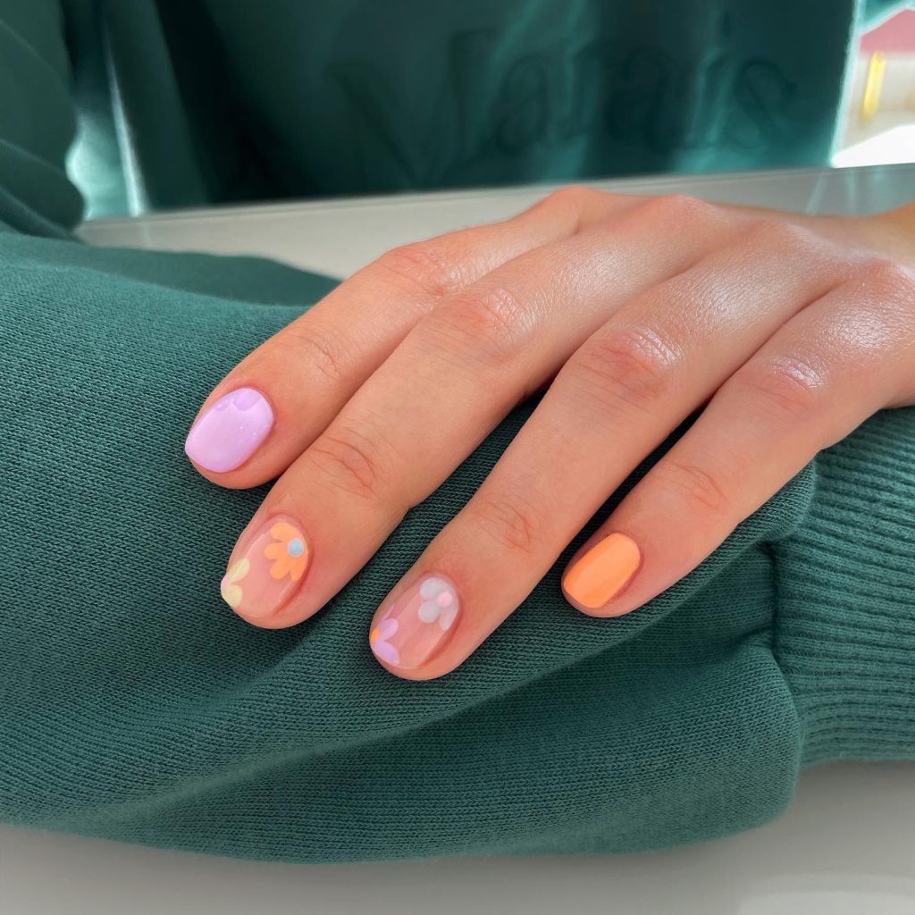 Floral Accent Nail Design for Spring