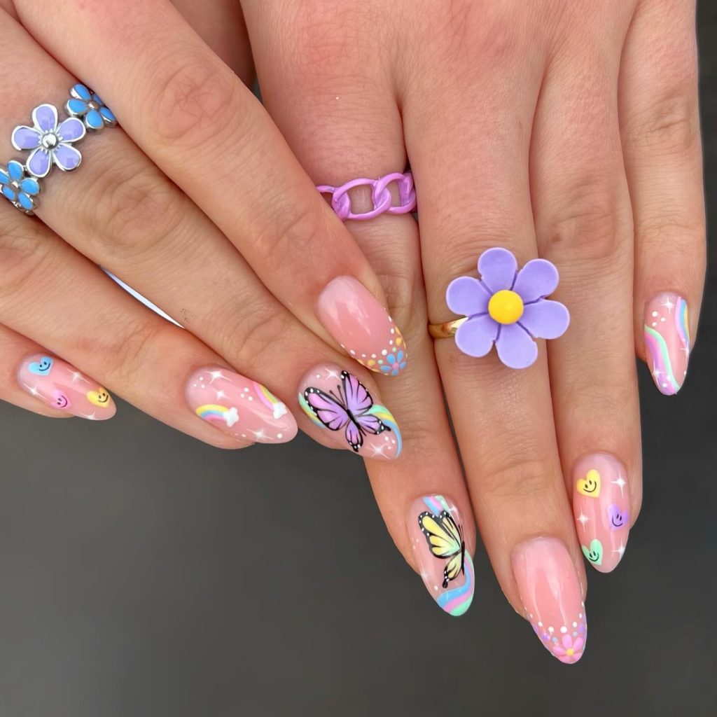 Floral Accent Nail Design for Spring