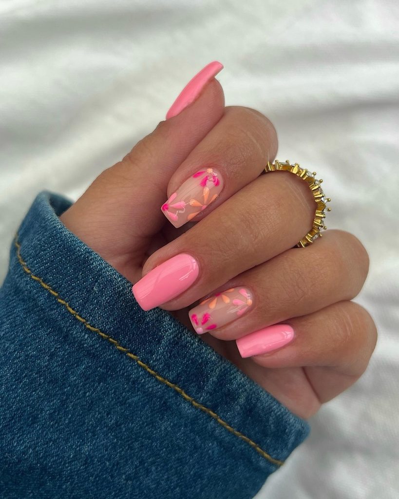 Floral Accent Nail Design for Spring