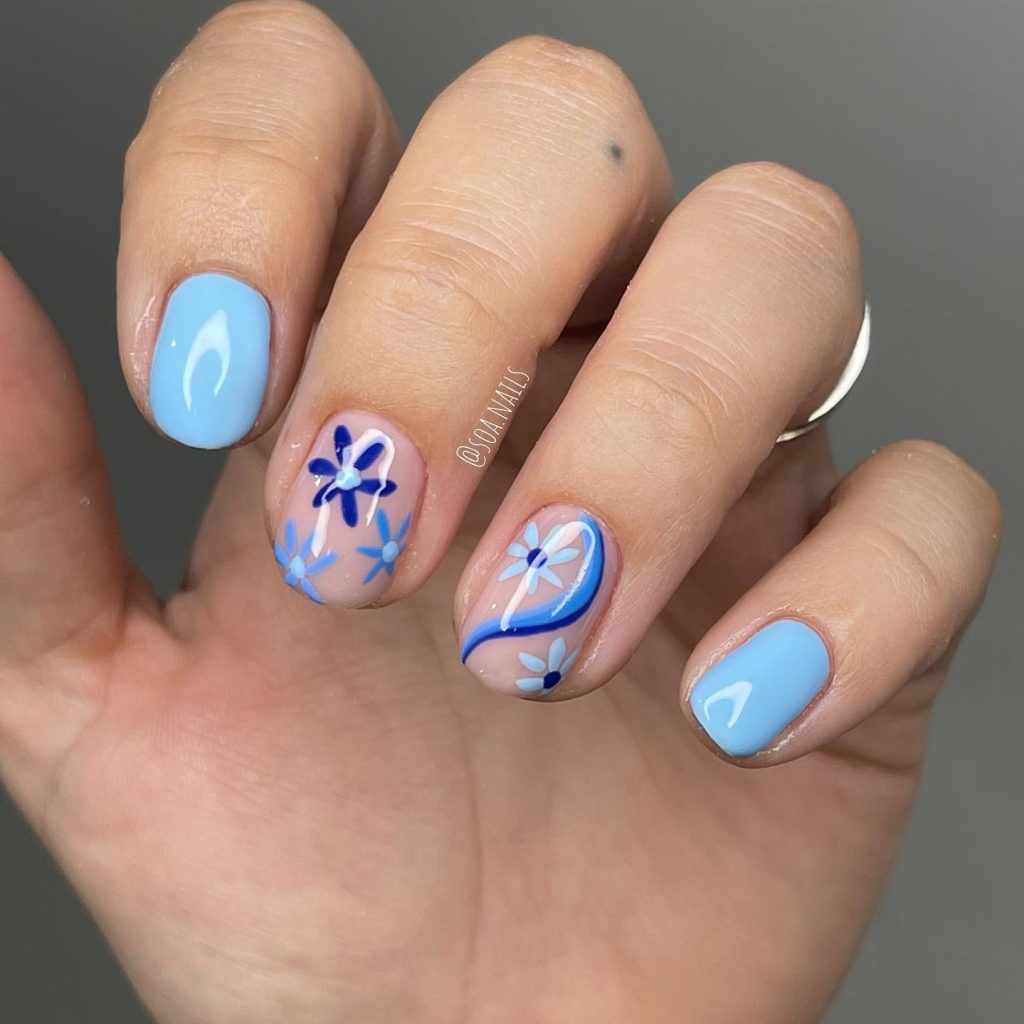 Floral Accent Nail Design for Spring