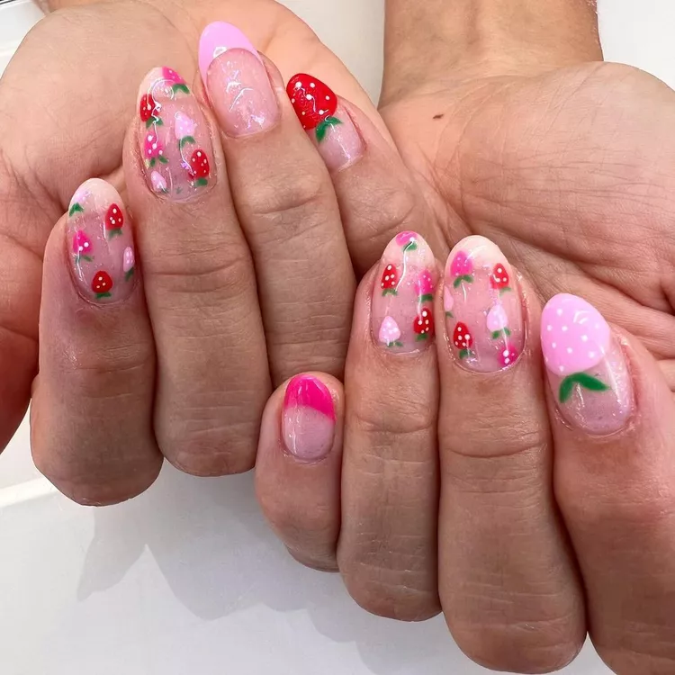 Spring Nail Designs with Rhinestones